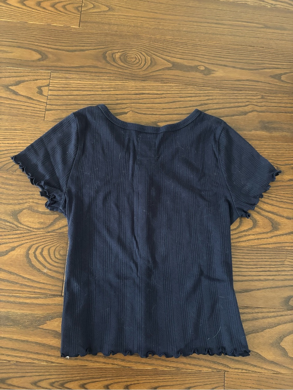 GAP Navy Short-Sleeve Ribbed Button-Front Top - Picture 2 of 2